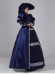 European Victoria Palace Style Gorgeous Lace Ruffles Silk Satin Lolita Prom Puff Sleeves Long Dress