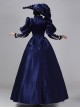 European Victoria Palace Style Gorgeous Lace Ruffles Silk Satin Lolita Prom Puff Sleeves Long Dress