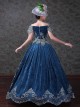 European Courts Style Elegant Lace Embroidery Lolita Prom High Waist Off Shoulder Long Dress