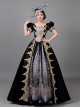 Royal Princess Noble Black Elegant Gorgeous Lolita Prom High Waist Puff Sleeves Long Dress