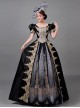 Royal Princess Noble Black Elegant Gorgeous Lolita Prom High Waist Puff Sleeves Long Dress