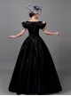 Royal Princess Noble Black Elegant Gorgeous Lolita Prom High Waist Puff Sleeves Long Dress