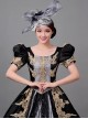 Royal Princess Noble Black Elegant Gorgeous Lolita Prom High Waist Puff Sleeves Long Dress