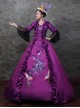 Gorgeous Dark Purple Flower Bird Embroidery Europe Nobility Lolita Prom Costumes Square Neckline Dress