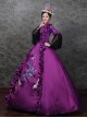 Gorgeous Dark Purple Flower Bird Embroidery Europe Nobility Lolita Prom Costumes Square Neckline Dress