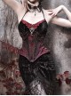 Duchess Series Palace Style Sexy Beads Gothic Punk Black Cobweb Lace Velvet Sequins Fishbone Girdle