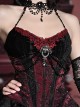 Duchess Series Palace Style Sexy Beads Gothic Punk Black Cobweb Lace Velvet Sequins Fishbone Girdle