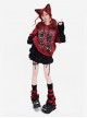 Dream Party Series Punk Style Cool Rivet Y2K Cat Pattern Kawaii Fashion Red Fake Two Piece Hooded Sweatshirt