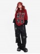 Dream Party Series Punk Style Cool Rivet Y2K Cat Pattern Kawaii Fashion Red Fake Two Piece Hooded Sweatshirt