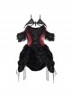 Duchess Series Palace Sexy Halloween Beads Gothic Punk Spiderweb Lace Black Velvet Drawstring Strap Dress