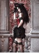 Duchess Series Palace Sexy Halloween Beads Gothic Punk Spiderweb Lace Black Velvet Drawstring Strap Dress