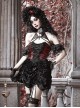 Duchess Series Palace Sexy Halloween Beads Gothic Punk Spiderweb Lace Black Velvet Drawstring Strap Dress