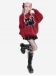 Star Chasing Black Cat Series Christmas  New Year Feel Cute Black Cat Pattern Kawaii Fashion Red Sweater