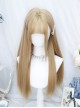 Korean Style Girl Group Milk Tea Golden Straight Bangs Long Hair Sweet Lolita Full Head Wig