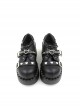 Devil Trap Series Hot Girls Y2K Heart Shape Chain Black Sweet Cool Punk Lolita Round Toe Thick Bottom Shoes