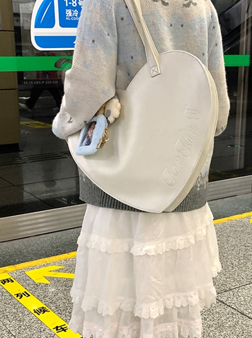 Big Pancakes Series Versatile Daily Commute Cute Sweet Lolita Heart Shape JK Uniform Portable Bag