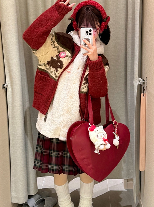 Big Pancakes Series Versatile Daily Commute Cute Sweet Lolita Heart Shape JK Uniform Portable Bag