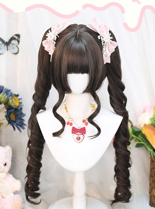 Sporadic Series Dark Color French Roman Roll Doll Sense Tiger Mouth Clip Twin Ponytails Sweet Lolita Wig