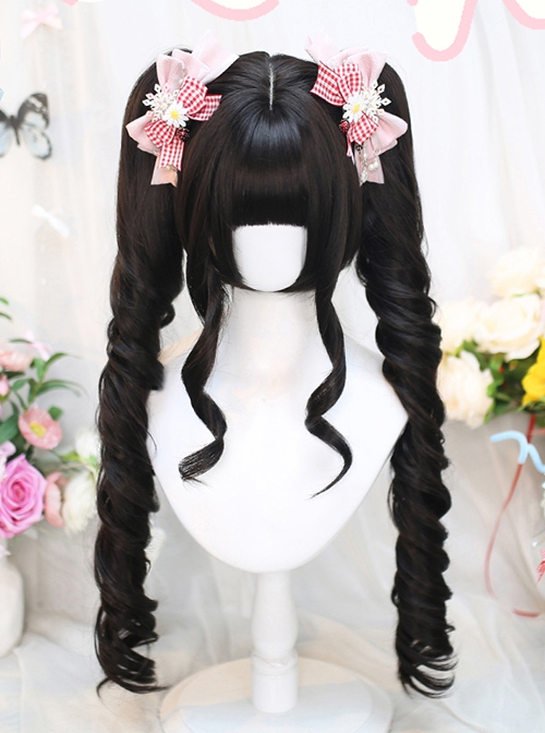 Sporadic Series Dark Color French Roman Roll Doll Sense Tiger Mouth Clip Twin Ponytails Sweet Lolita Wig