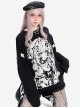 Girl Memory Series Cool Cross Strap Design Anime Girl Print Kawaii Fashion Black Loose Knitted Sweater