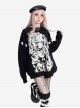 Girl Memory Series Cool Cross Strap Design Anime Girl Print Kawaii Fashion Black Loose Knitted Sweater