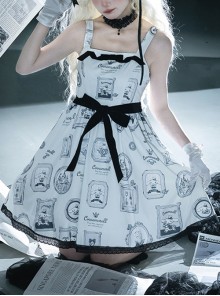 Sanrio Co-Branded Model Retro Black White Picture Frame Elements Sweet Lolita Cute Suspender Dress