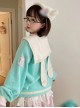 Miku Co-Branded Kawaii Fashion Soft Girl Loose Green Sailor Collar Bunny Ears Sweater