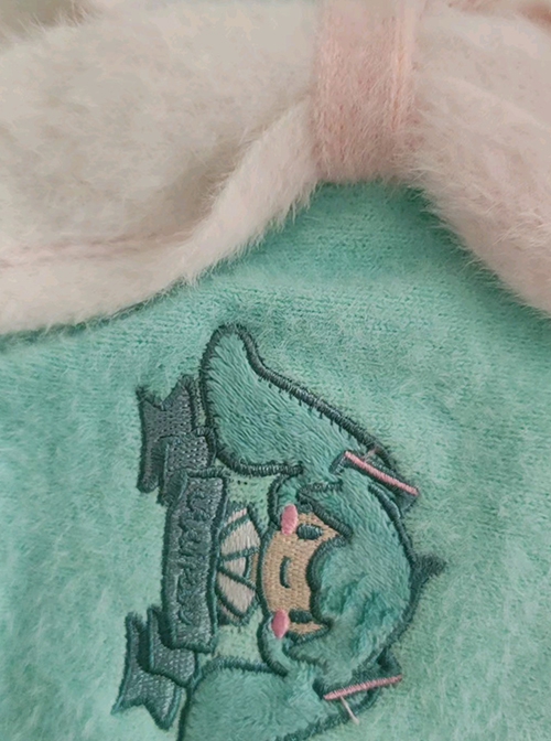 Miku Co-Branded Kawaii Fashion Soft Girl Loose Green Sailor Collar Bunny Ears Sweater