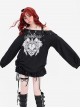 Lucifer Heart Series Unique Off Shoulder Design Hem Drawstring Punk Print Kawaii Fashion Black Top