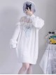 Landmine Girl Y2K Kawaii Fashion White Sexy Lace Off Shoulder Long Plush Sweater Dress