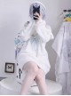 Landmine Girl Y2K Kawaii Fashion White Sexy Lace Off Shoulder Long Plush Sweater Dress