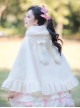 Autumn Winter Warm Thick Fleece Kawaii Sweet Lolita Cute Girl White Bunny Ears Cape