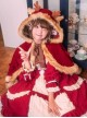 Christmas Elk Fall Winter New Year Red Sweet Lolita Cute Versatile Burgundy Woolen Cape