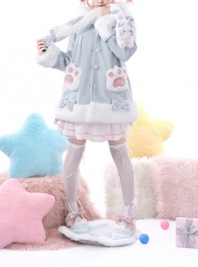 Fall Winter Sweet Cute Soft Girl Kawaii Fashion Lolita Warm Cat Paw Pocket Woolen Coat