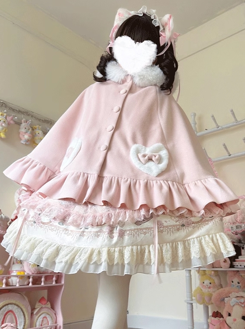 Autumn Winter Japanese Style Warm Thick Fleece Kawaii Sweet Lolita Cute Girl Bunny Ears Cape