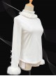 Soft Warm German Fleece Sweet Lolita Ruffles Lace Bowknot Long Sleeve Fur Edge Turtleneck