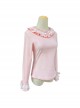 Versatile Soft Warm Winter German Fleece Sweet Lolita Long Sleeve Ruffled Round Neckline Shirt