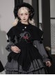 Gulan Night Series Gothic Lolita Spiderweb Lace Black Fur Ball Half Turtleneck Short Cape