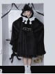 Ghost Series Gothic Cobweb Black Flaw Fashion Warm Fit Lolita Lapel Long Woolen Coat Cape