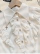 Dreamer Series Cross Pendant Elegant Lace Ouji Slim Fit Gothic Lolita Ruffles Long Sleeve Shirt