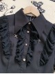 Dreamer Series Cross Pendant Elegant Lace Ouji Slim Fit Gothic Lolita Ruffles Long Sleeve Shirt