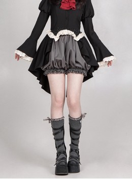 Eternal Night Banquet Series Gothic Style Ouji Fashion Gray Retro Ruffle Fluffy Lantern Short Pants