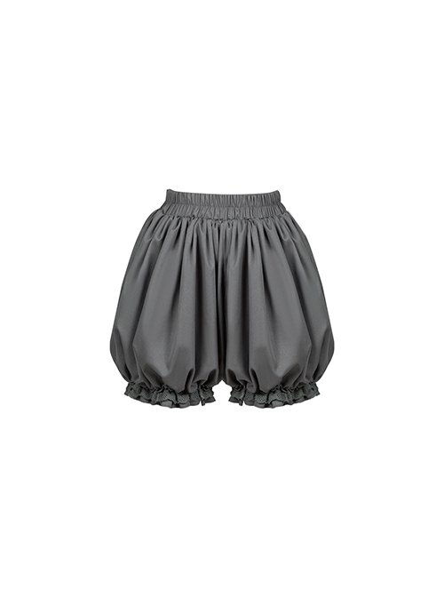 Eternal Night Banquet Series Gothic Style Ouji Fashion Gray Retro Ruffle Fluffy Lantern Short Pants