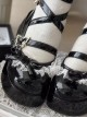 Stylish Sweet Retro Lace Ribbon Bowknot Cross Straps Sweet Lolita Mary Jane PU Platform Shoes