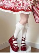 Stylish Sweet Retro Lace Ribbon Bowknot Cross Straps Sweet Lolita Mary Jane PU Platform Shoes