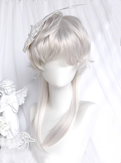 Silver Age Series Stylish Elegant Wolf Tail Long Hair Ouji Fashion Prince Style Lolita Handsome Silver Wig