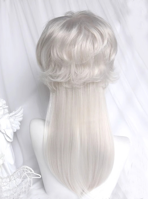 Silver Age Series Stylish Elegant Wolf Tail Long Hair Ouji Fashion Prince Style Lolita Handsome Silver Wig