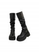 Handsome Versatile Daily Punk Gothic Wrinkled Texture Thick Sole Long Knight Biker Boots