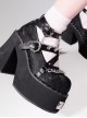 Dark Rose Witch Series Metallic Rivet Chain Sexy Lace Round Toe Gothic Punk Lolita High Heel Shoes