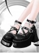 Dark Rose Witch Series Gothic Versatile Metallic Rivet Chain Round Toe Punk Lolita Thick High Heel Shoes